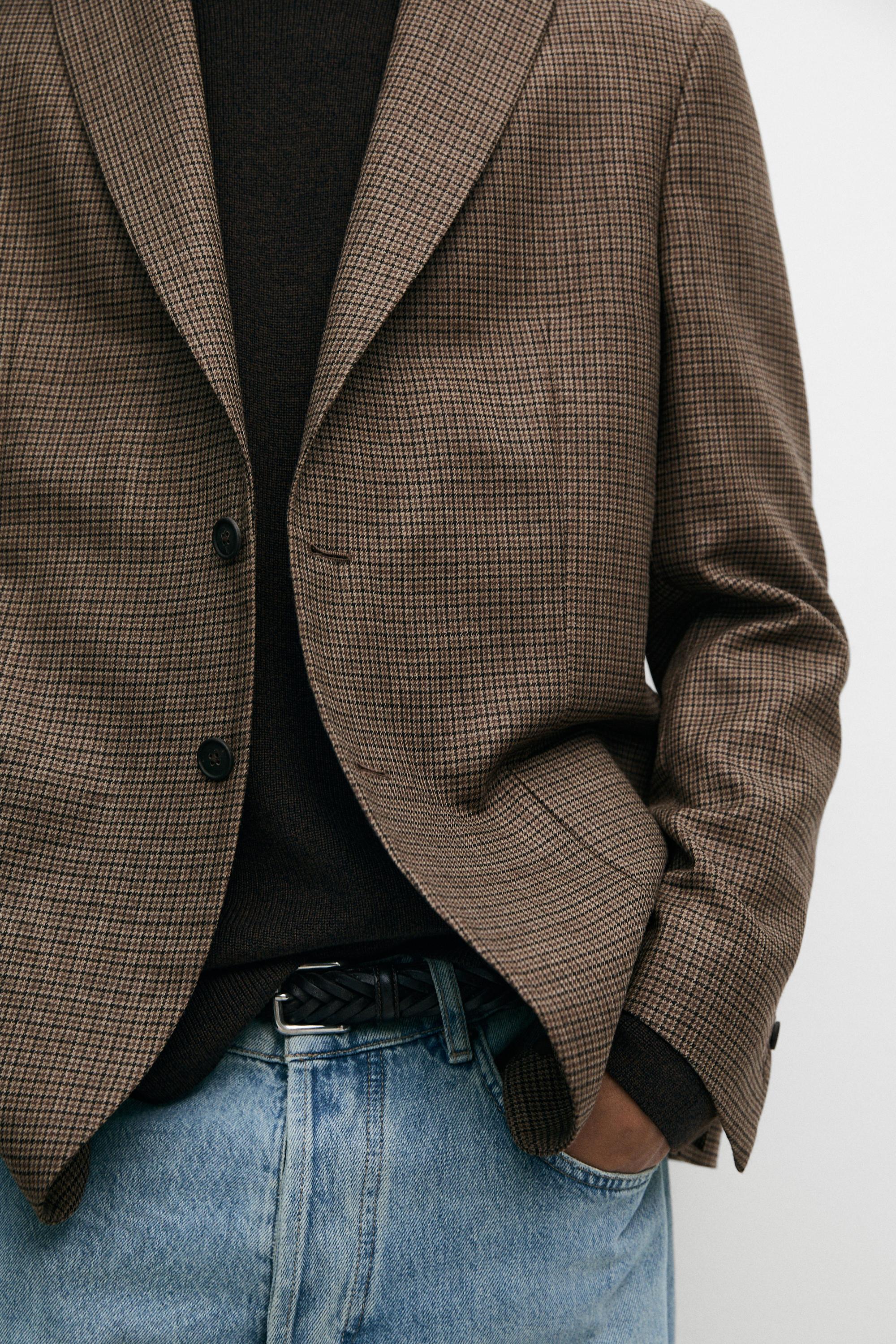100% wool houndstooth blazer